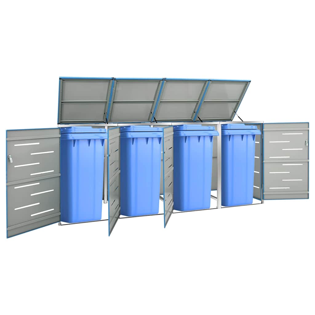 Mülltonnenbox für 4 Tonnen 276,5x77,5x115 cm Edelstahl