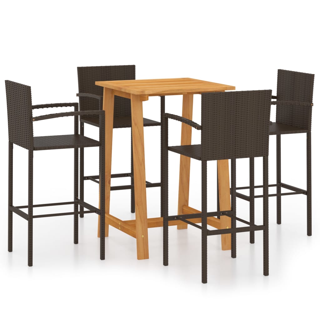 5-piece garden bar set brown