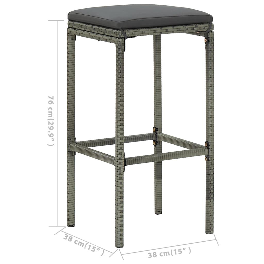 5-piece garden bar set with cushions, grey