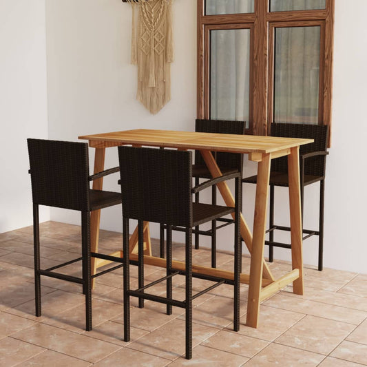 5-piece garden bar set brown