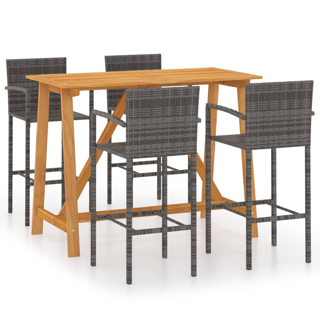 5-piece garden bar set gray