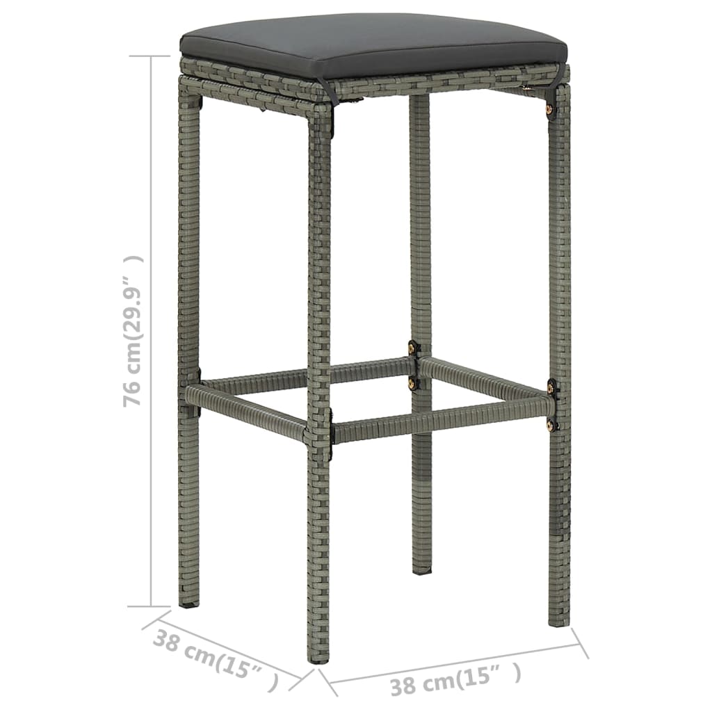 5-piece garden bar set with cushions, grey