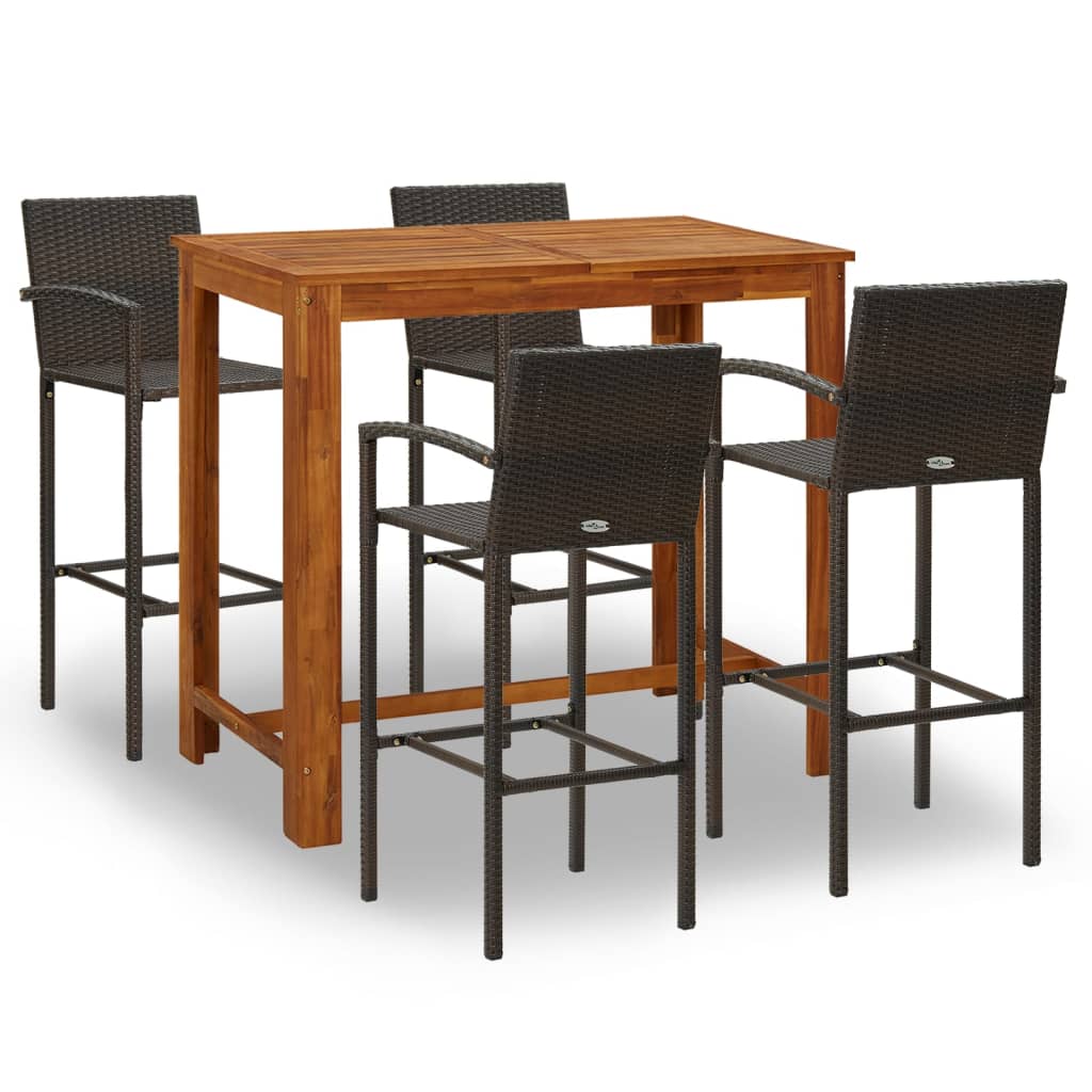 5-piece garden bar set brown