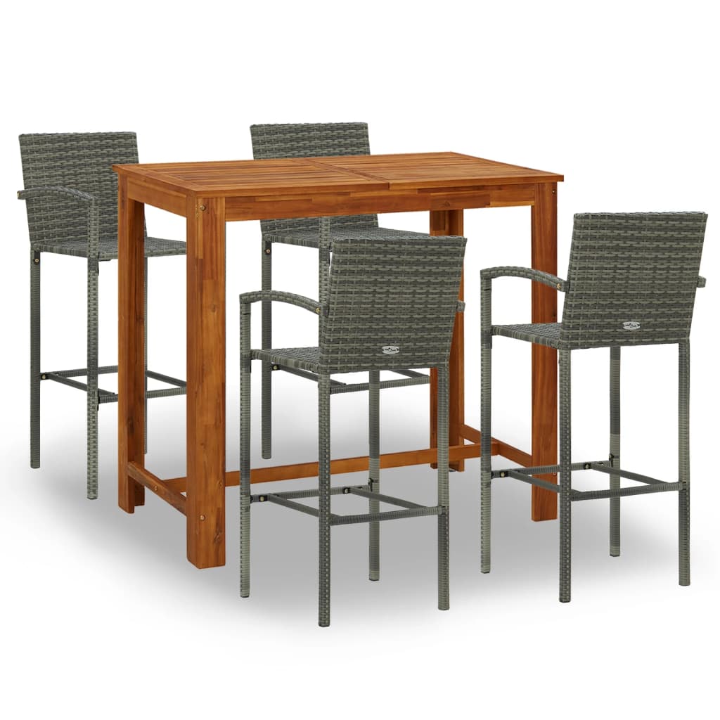 5-piece garden bar set gray