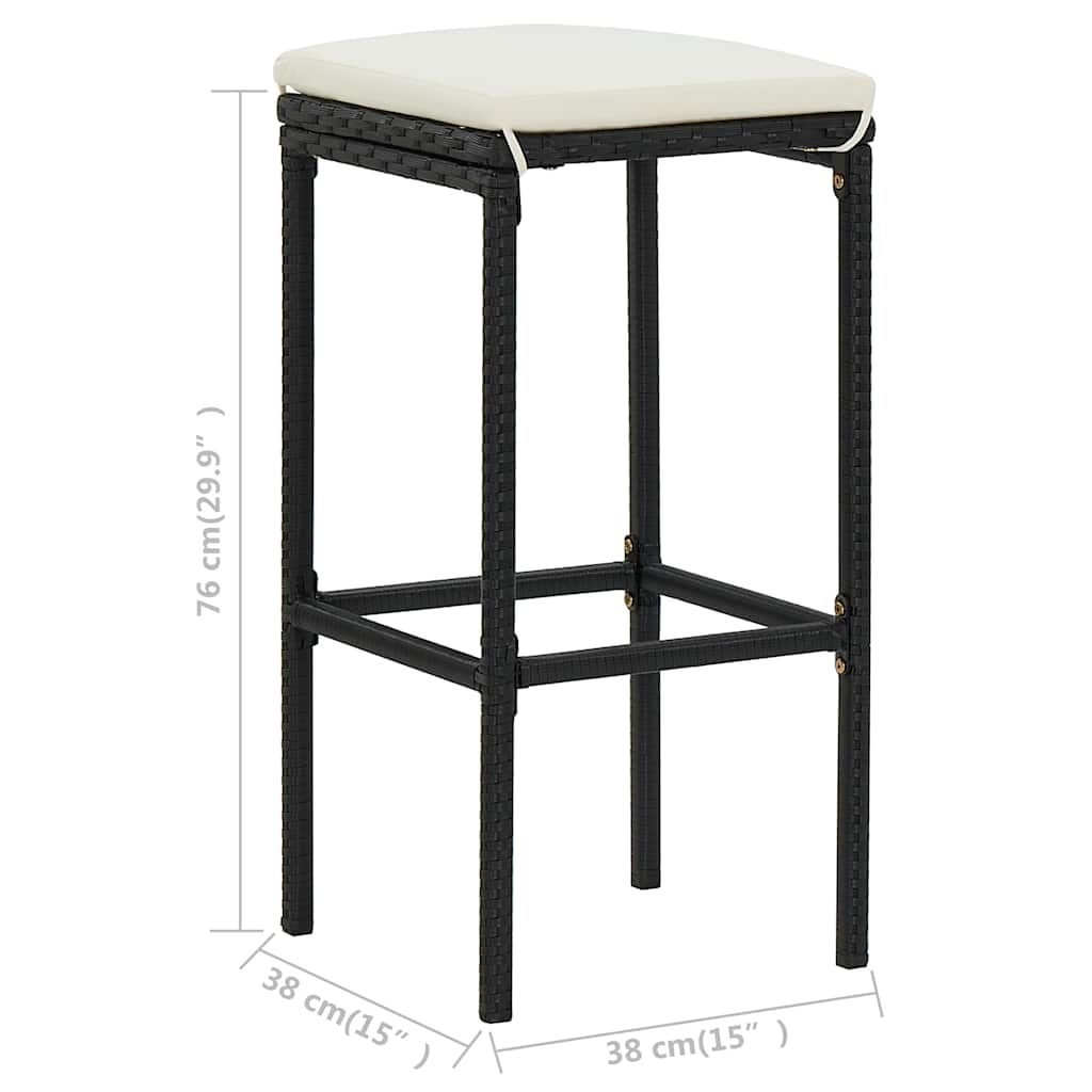 7-tlg. Gartenbar-Set mit Kissen Schwarz