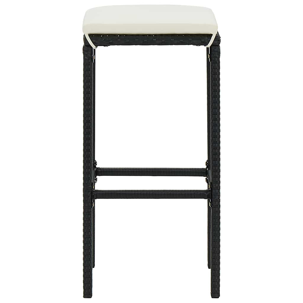 7-tlg. Gartenbar-Set mit Kissen Schwarz