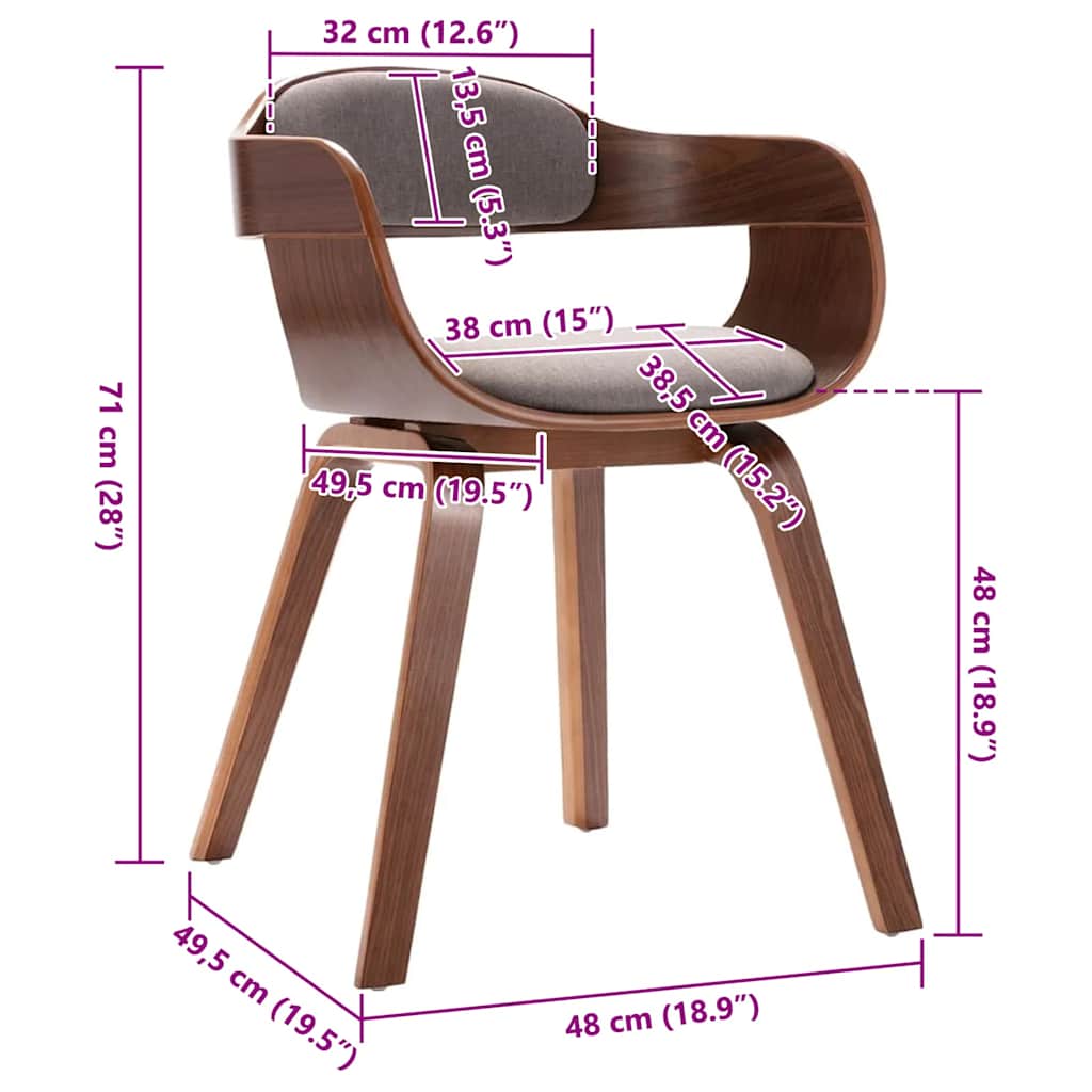 Esszimmerstuhl Taupe Bugholz und Stoff