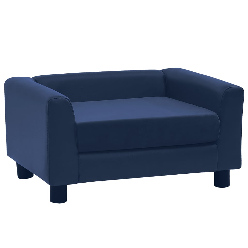 Hundesofa Schaumstoffkissen Blau 60x43x30 cm Plüsch Kunstleder