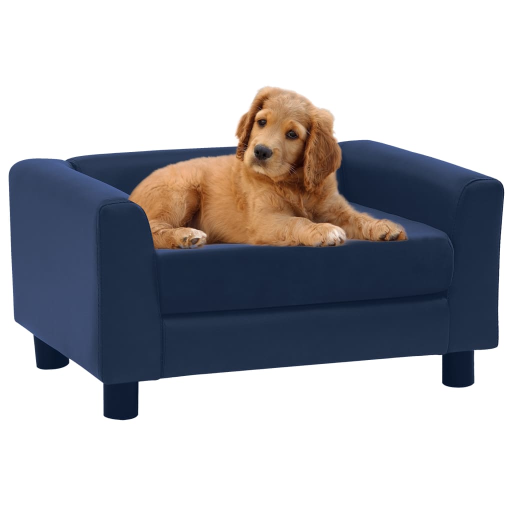 Hundesofa Schaumstoffkissen Blau 60x43x30 cm Plüsch Kunstleder