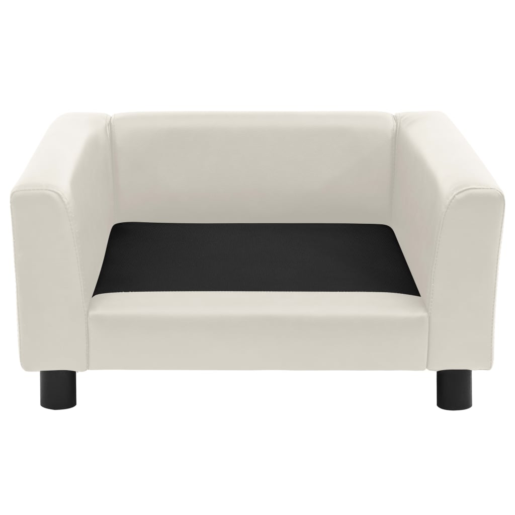 Hundesofa Schaumstoffkissen Creme 60x43x30 cm Plüsch Kunstleder