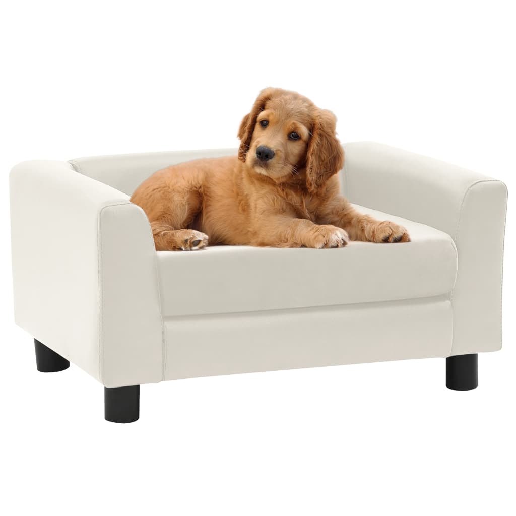 Hundesofa Schaumstoffkissen Creme 60x43x30 cm Plüsch Kunstleder