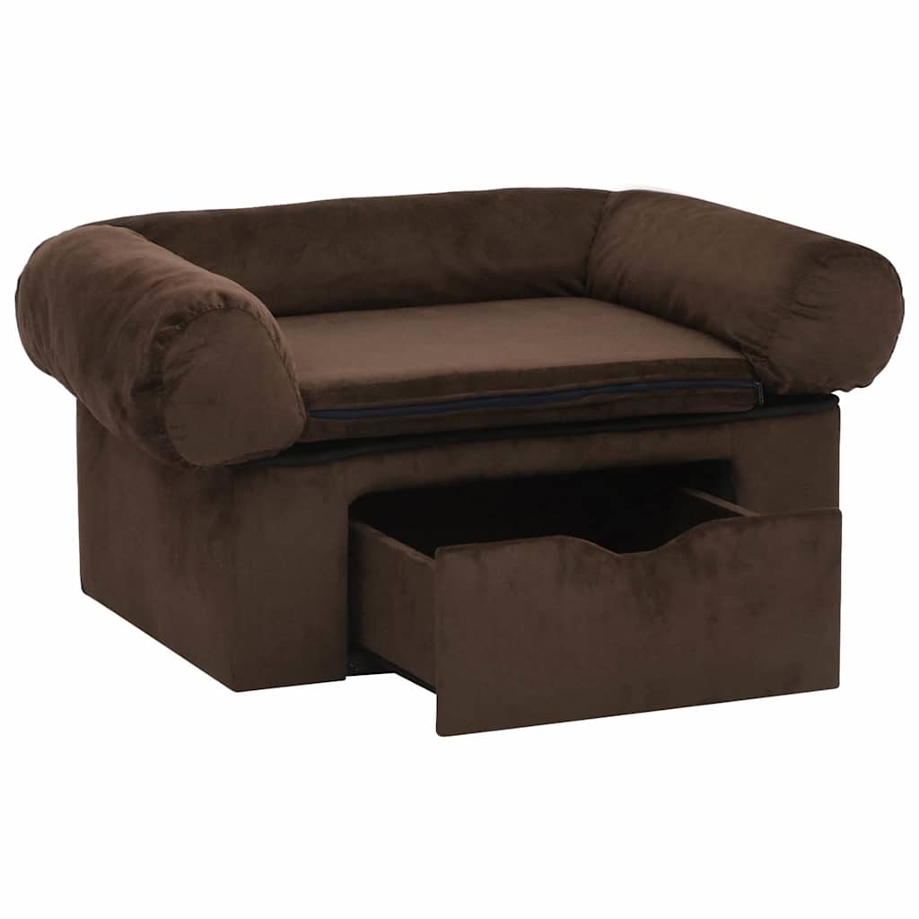 Dog sofa with drawer brown 75x50x38 cm plush
