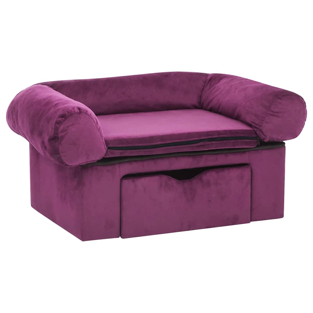 Dog sofa with drawer burgundy red 75x50x38 cm plush