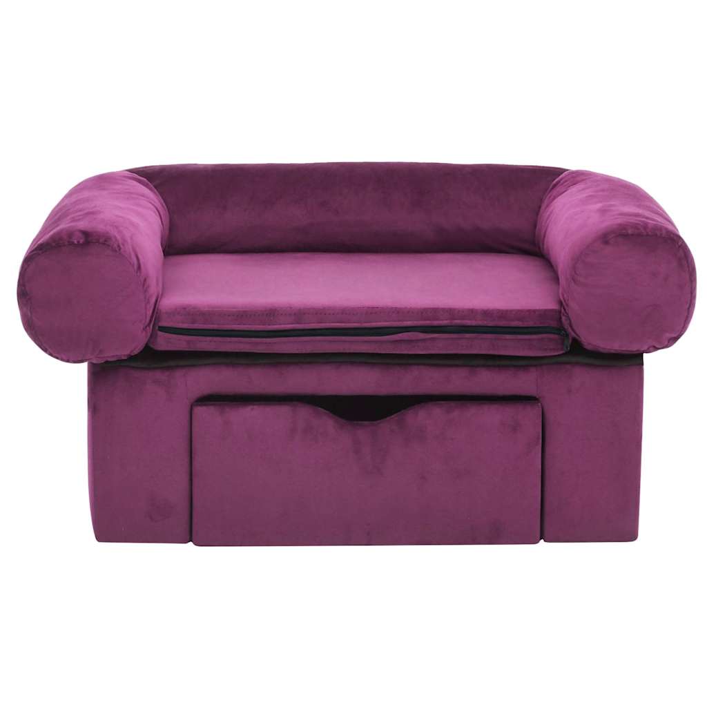 Dog sofa with drawer burgundy red 75x50x38 cm plush