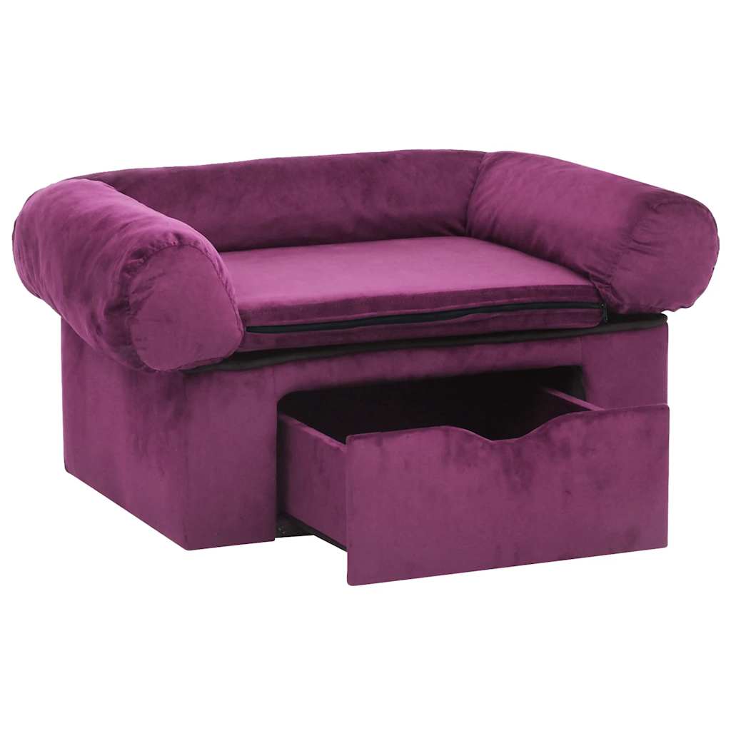 Dog sofa with drawer burgundy red 75x50x38 cm plush