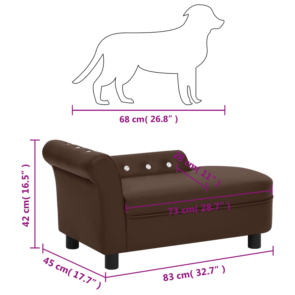 Hundesofa Braun 83x45x42 cm Kunstleder
