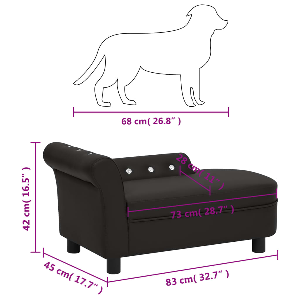 Hundesofa Schwarz 83x45x42 cm Kunstleder