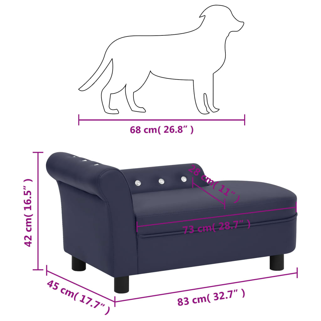 Hundesofa Blau 83x45x42 cm Kunstleder
