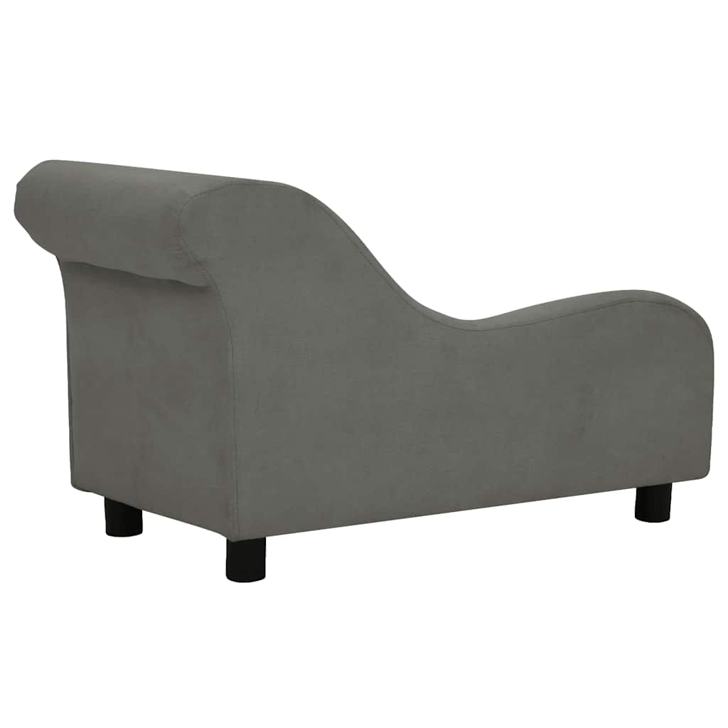 Dog sofa with cushion dark grey 83x44x44 cm plush