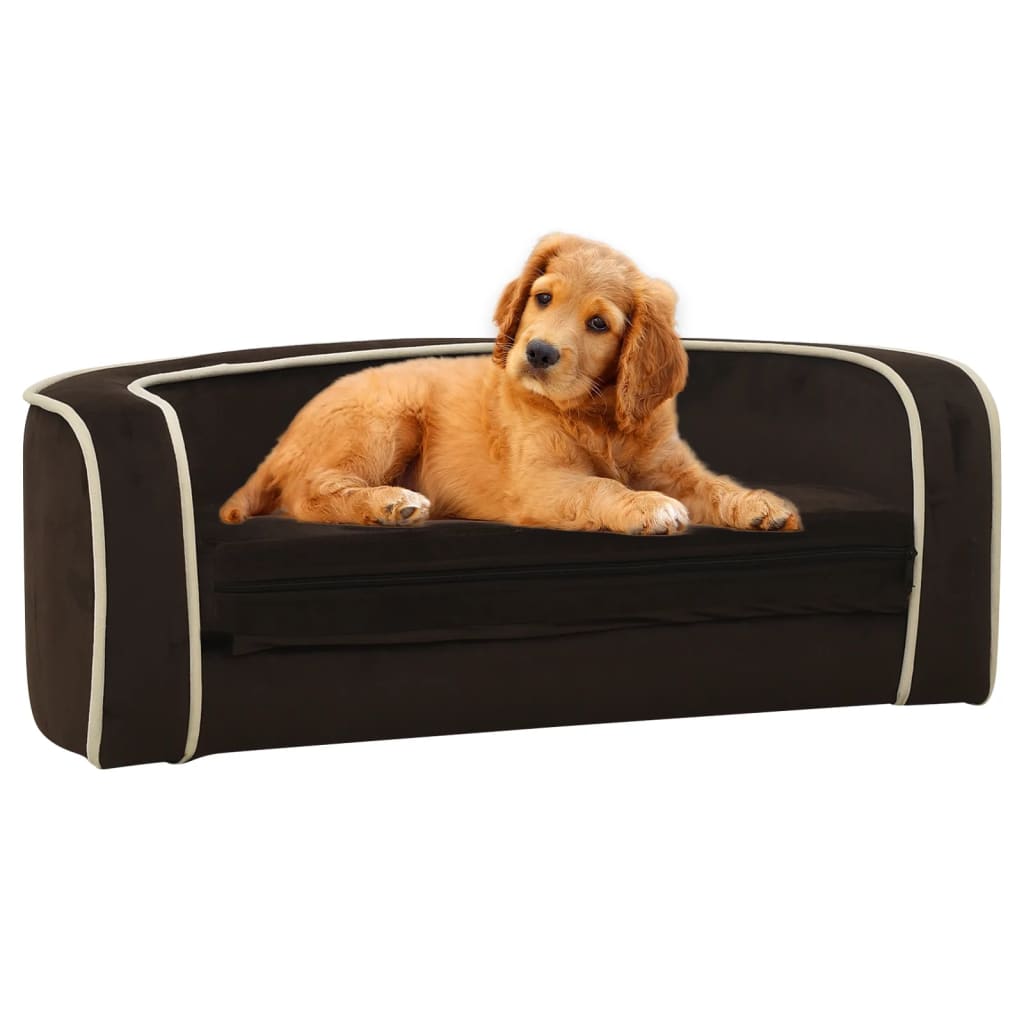 Klappbares Hundesofa mit waschbaren Kissen 73x67x26 cm Plüsch Braun