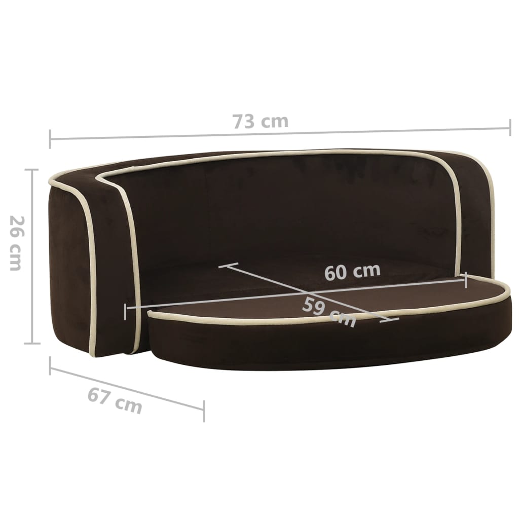 Klappbares Hundesofa mit waschbaren Kissen 73x67x26 cm Plüsch Braun