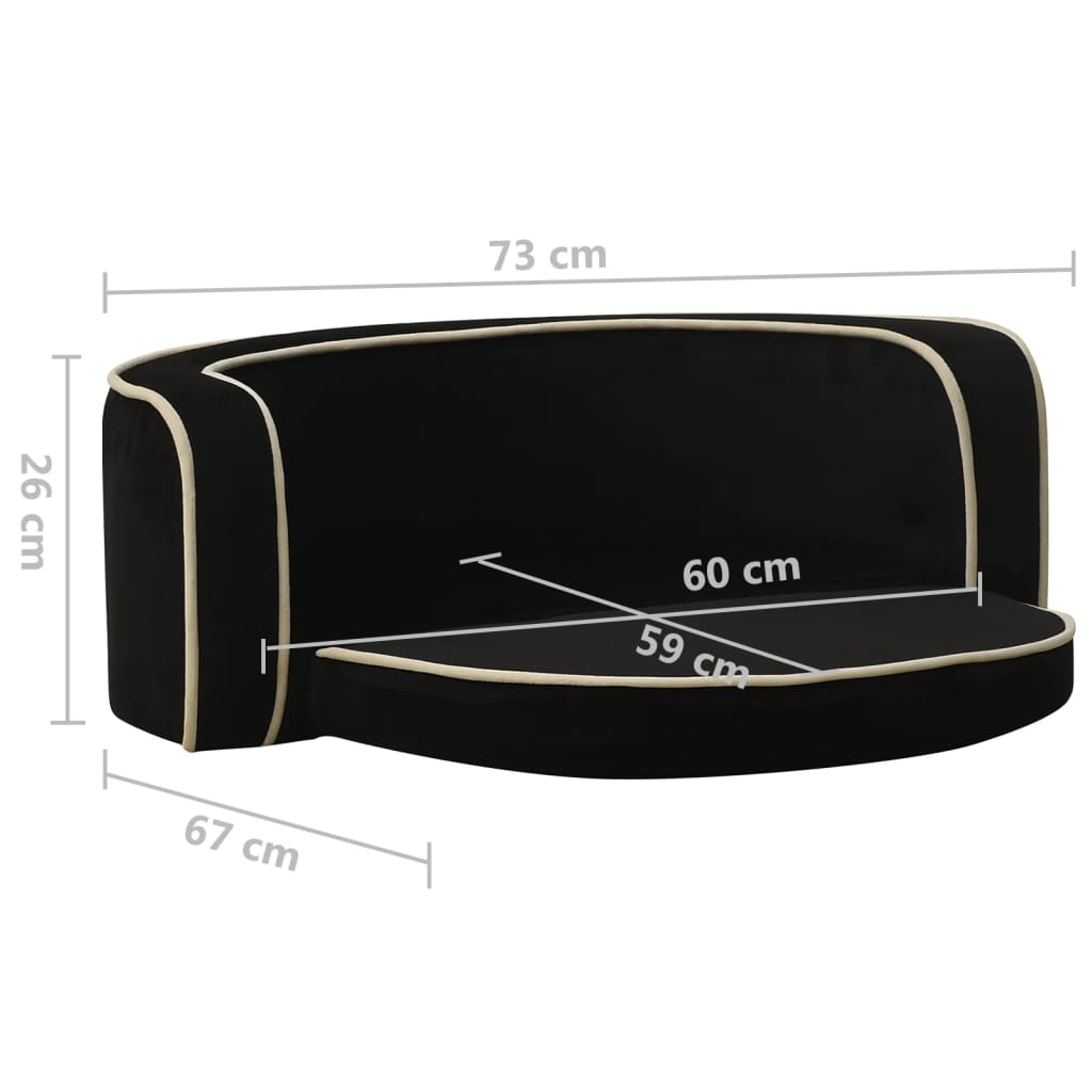 Hundesofa Klappbar Schwarz 73x67x26 cm Plüsch Waschbares Kissen