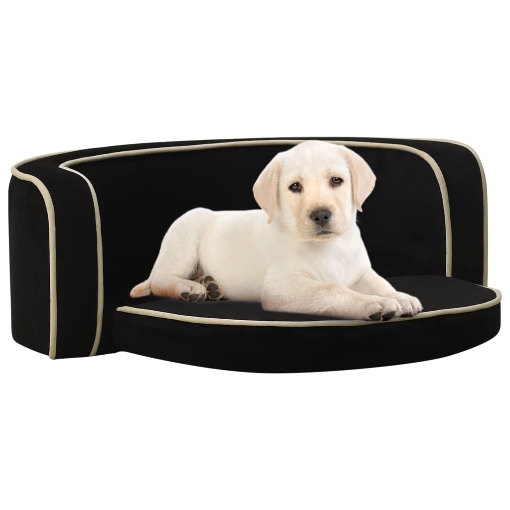Hundesofa Klappbar Schwarz 73x67x26 cm Plüsch Waschbares Kissen