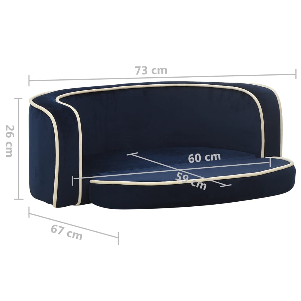 Hundesofa Klappbar Blau 73x67x26 cm Plüsch Waschbares Kissen