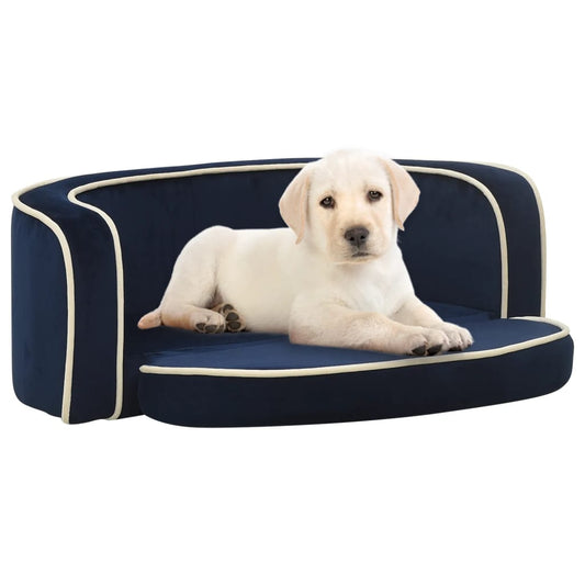 Hundesofa Klappbar Blau 73x67x26 cm Plüsch Waschbares Kissen