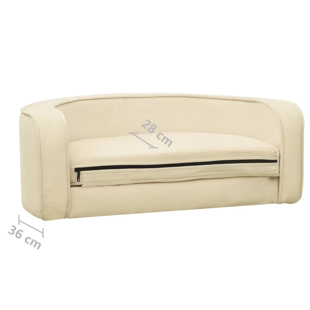 Hundesofa Klappbar Creme 73x67x26 cm Plüsch Waschbares Kissen