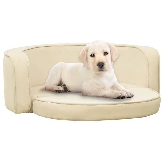 Hundesofa Klappbar Creme 73x67x26 cm Plüsch Waschbares Kissen