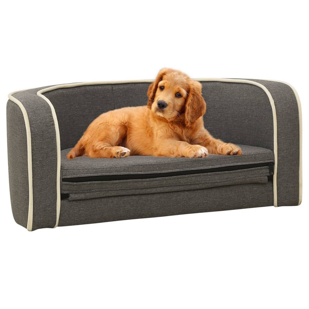 Klappbares Hundesofa 76x71x30 cm Waschbare Kissen Leinen Grau