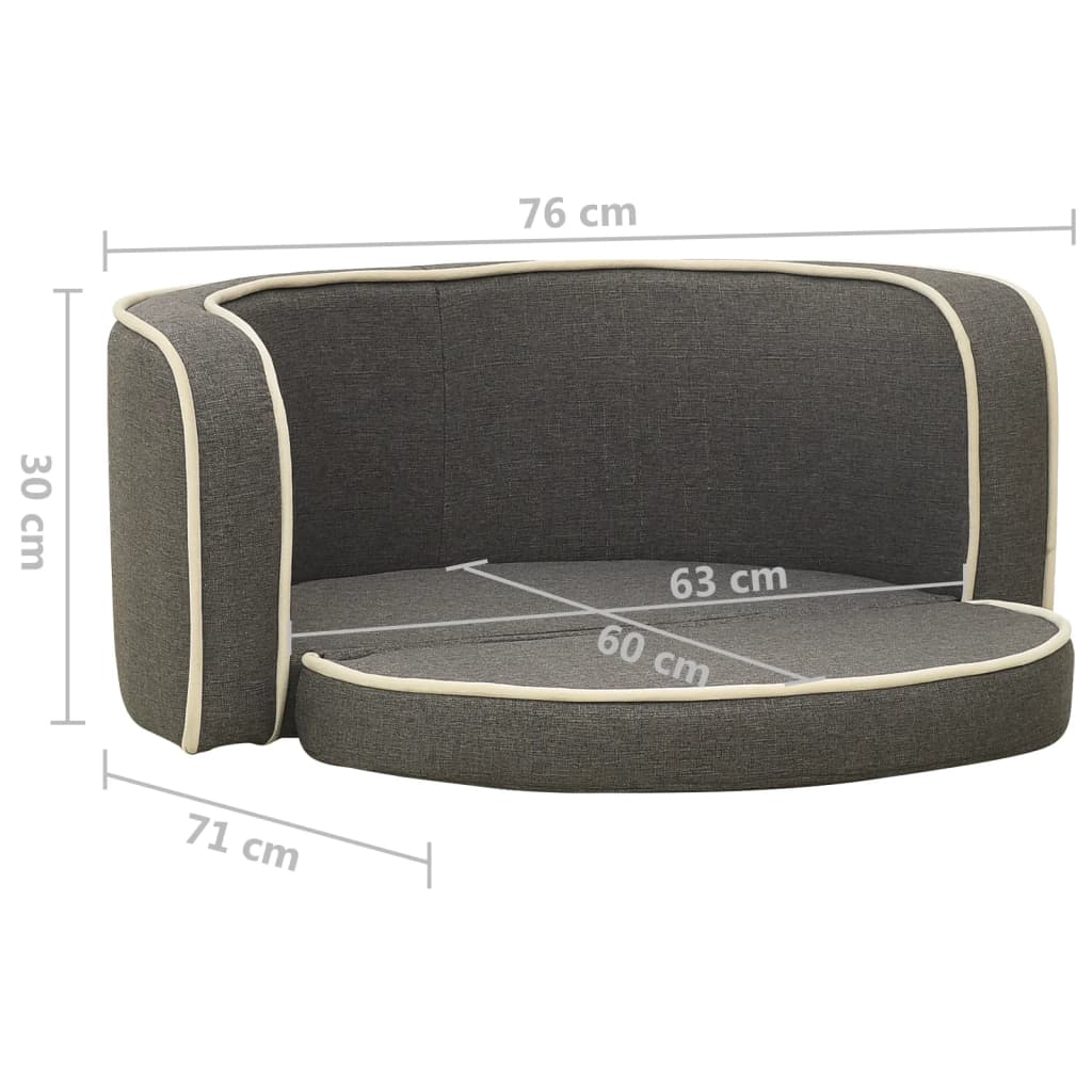 Klappbares Hundesofa 76x71x30 cm Waschbare Kissen Leinen Grau