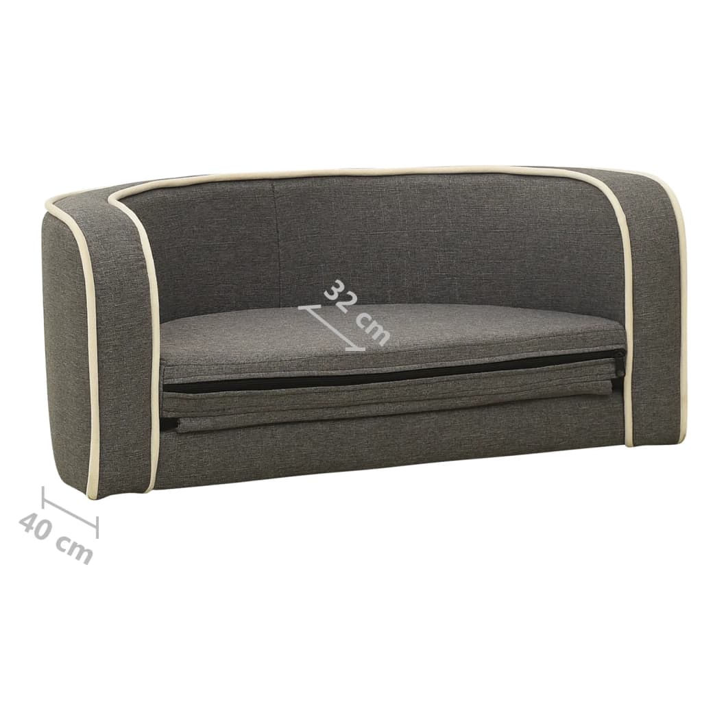 Klappbares Hundesofa 76x71x30 cm Waschbare Kissen Leinen Grau