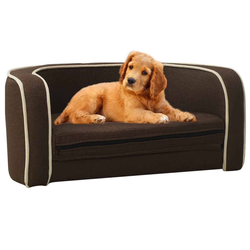 Hundesofa Klappbar Braun 76x71x30 cm Leinen Waschbares Kissen