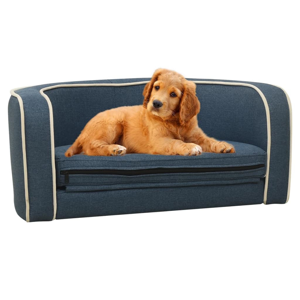 Hundesofa Klappbar Blau 76x71x30 cm Leinen Waschbares Kissen