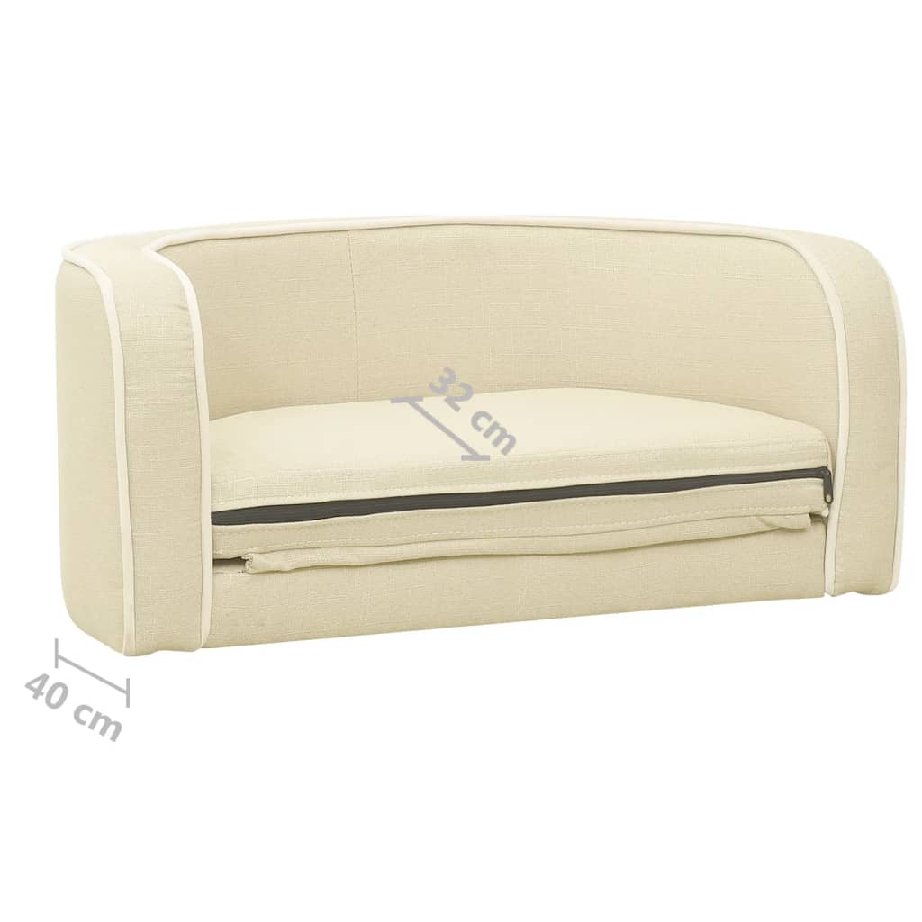 Hundesofa Klappbar Creme 76x71x30 cm Leinen Waschbares Kissen