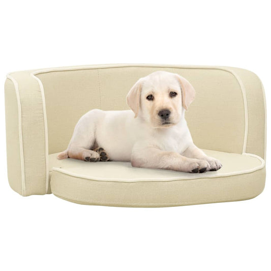 Hundesofa Klappbar Creme 76x71x30 cm Leinen Waschbares Kissen