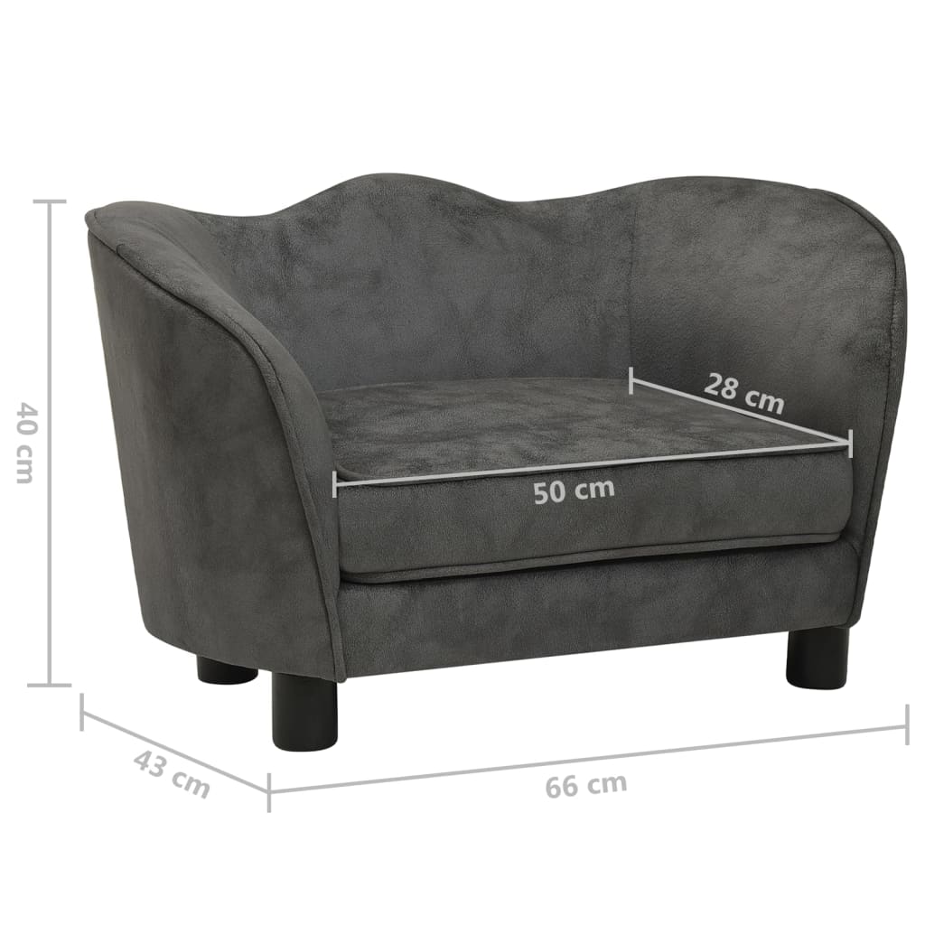 Hundesofa Dunkelgrau 66x43x40 cm Plüsch