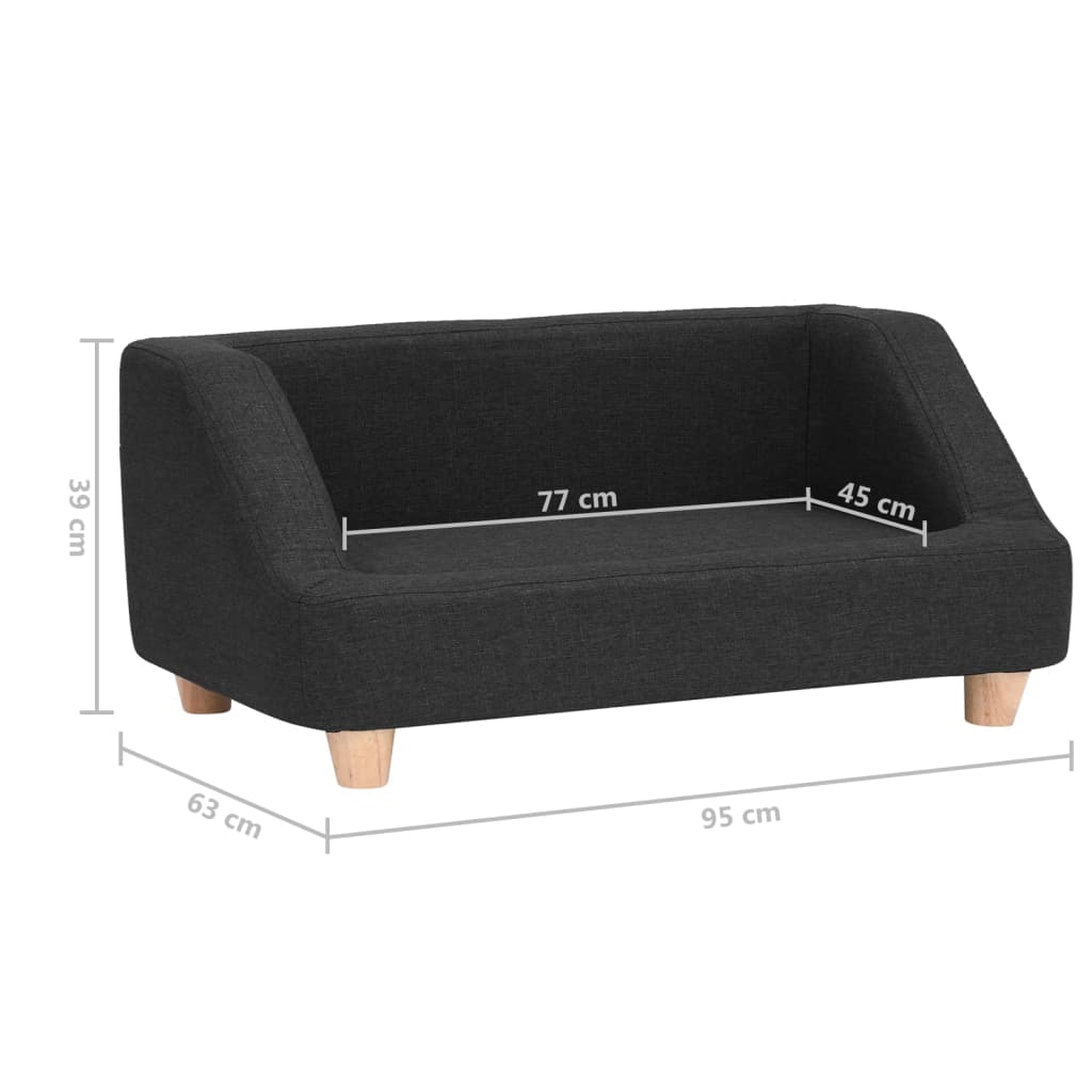 Hundesofa Schwarz 95x63x39 cm Leinen