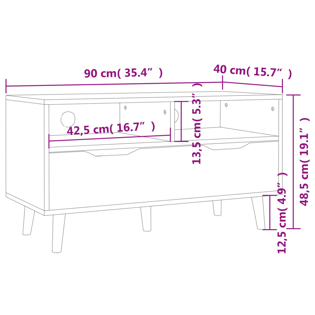 TV-Schrank Betongrau 90x40x48,5 cm Holzwerkstoff