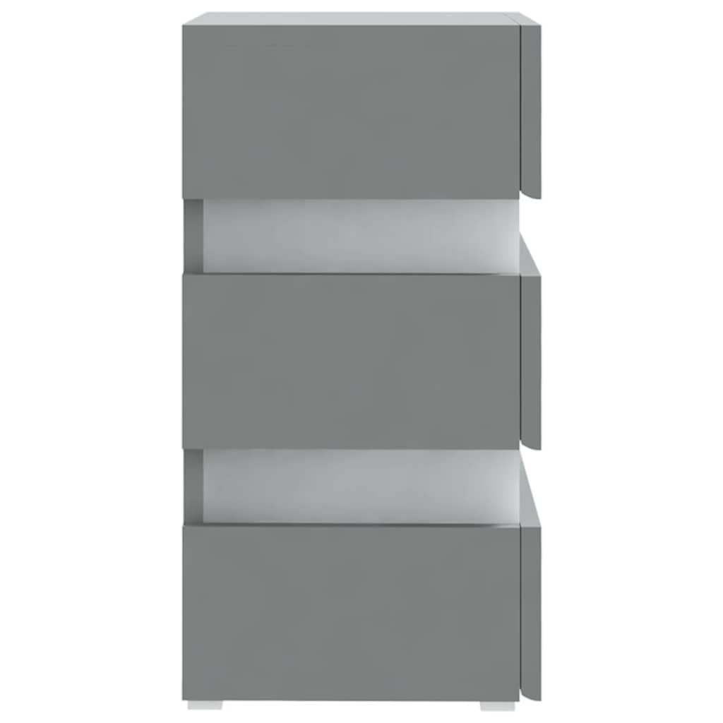 Table de chevet LED grise 45x35x67 cm en bois