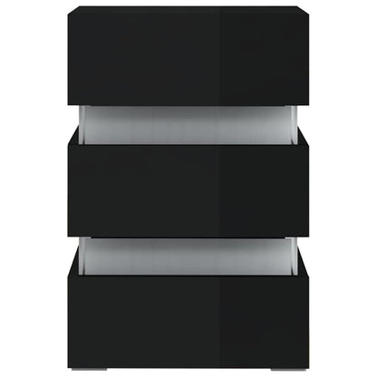 LED-Nachttisch Hochglanz-Schwarz 45x35x67 cm Holzwerkstoff