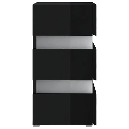 LED-Nachttisch Hochglanz-Schwarz 45x35x67 cm Holzwerkstoff