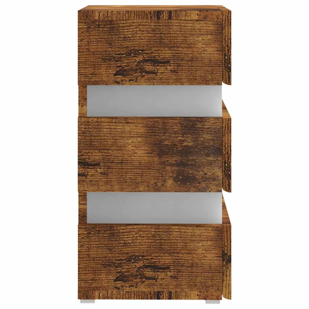 Table de chevet LED en chêne fumé 45x35x67 cm matériau bois