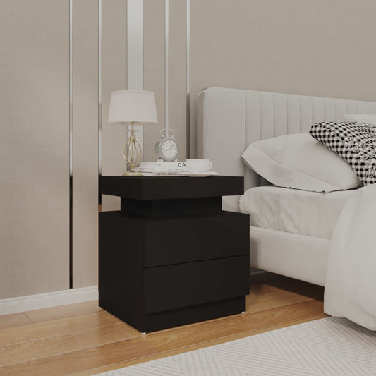 Bedside table black 45x35x52 cm wood material