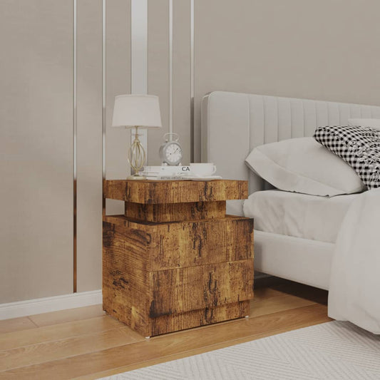 Bedside table smoked oak 45x35x52 cm wood material