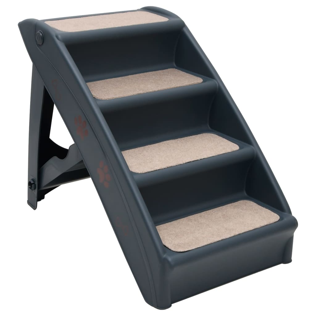 Dog stairs with 4 steps, foldable, dark grey