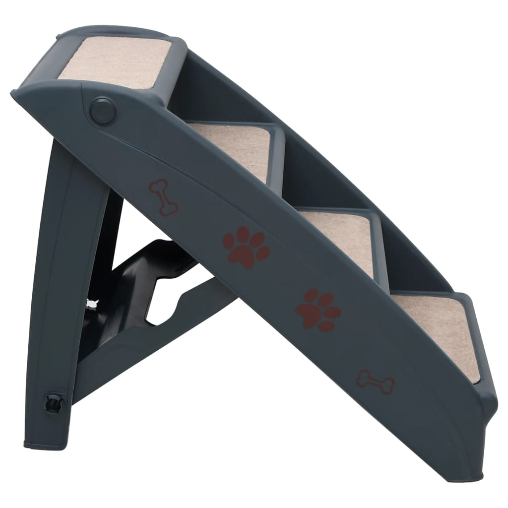 Dog stairs with 4 steps, foldable, dark grey