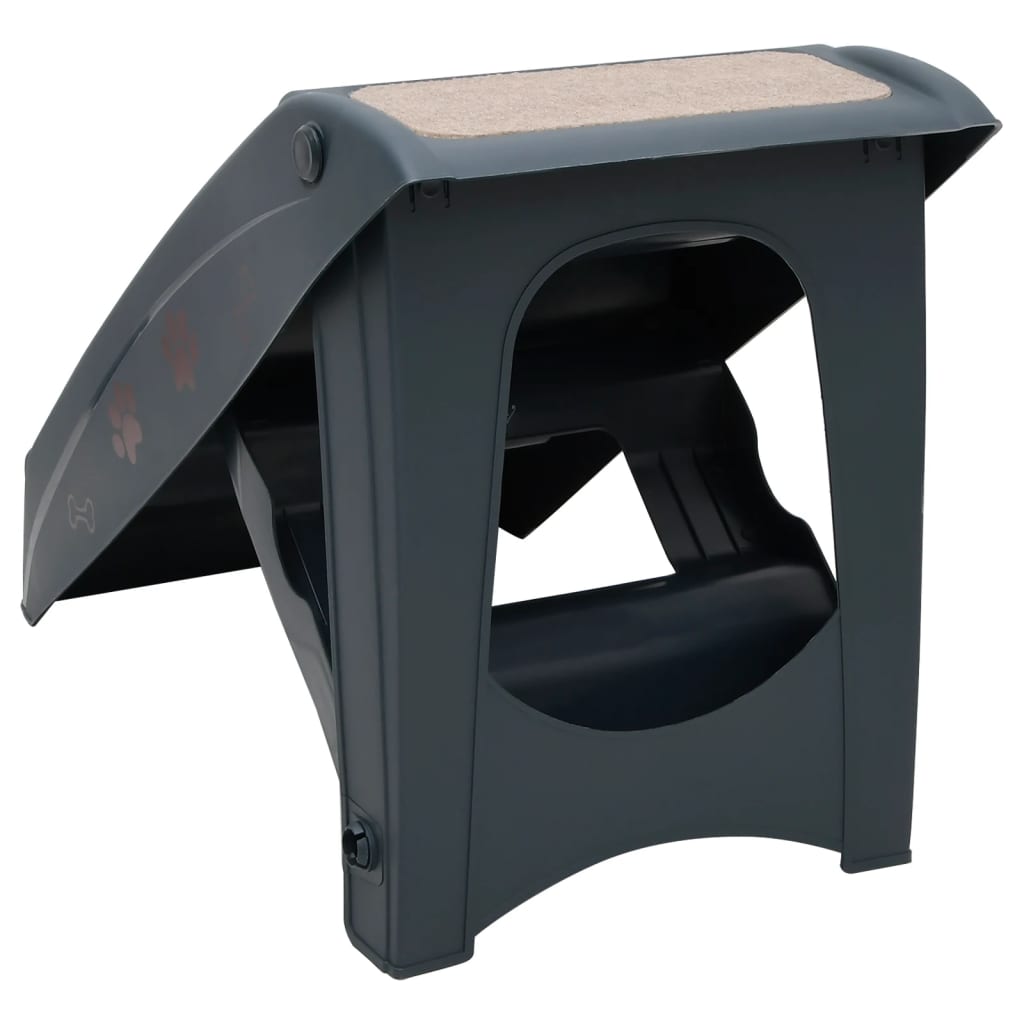 Dog stairs with 4 steps, foldable, dark grey